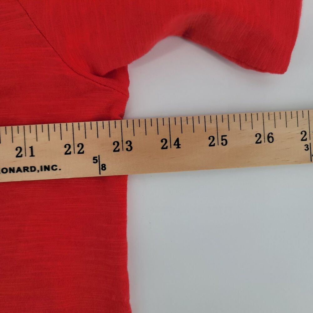 J. Jill Red Slub Cotton Long Sleeve V Neck Button Front Tunic Top XL - Picture 9 of 11